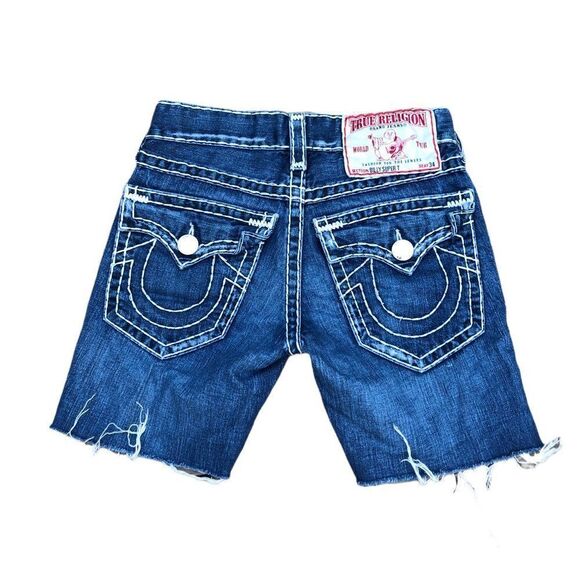 VINTAGE True Religion Jean Shorts Size 28 BILLY SUPER T Blue - Picture 2 of 6